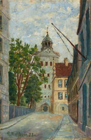 Obraz - Grosse Ritterstrasse (obecnie ul. Korsarzy) z wieżą zamku